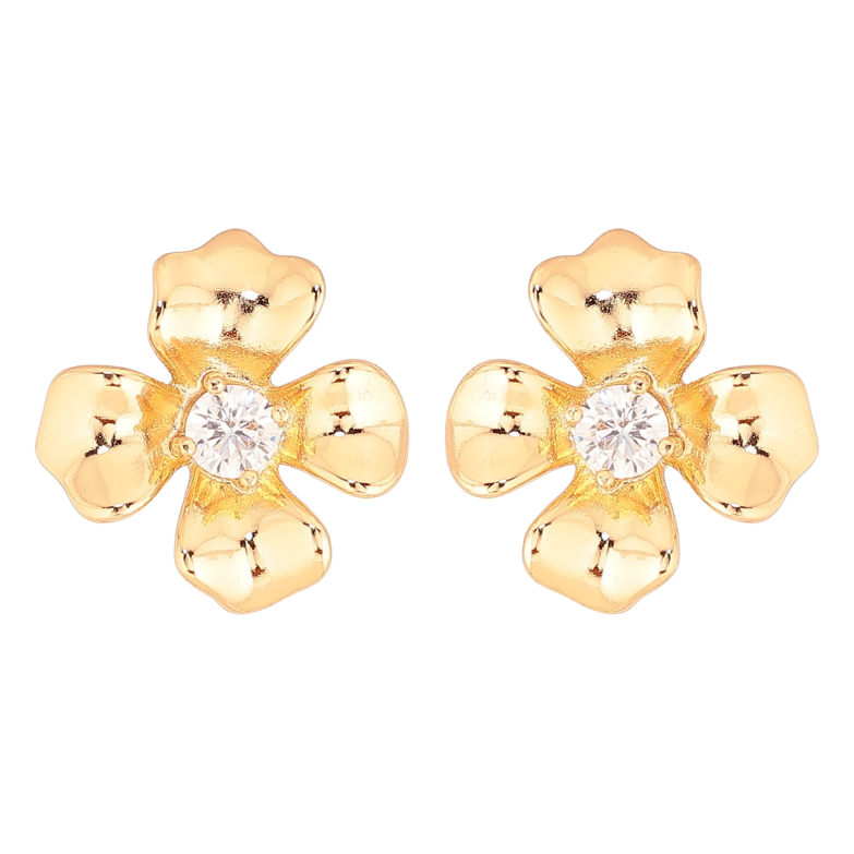 Сережки Xuping колір Позолота 18К пусети "Квіточки з кристалами" фото №8