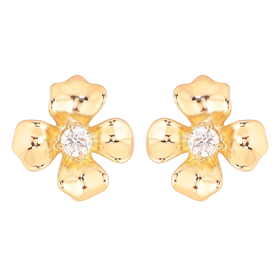 Сережки Xuping колір Позолота 18К пусети "Квіточки з кристалами" фото №1 Сережки Xuping колір Позолота 18К пусети "Квіточки з кристалами" фото №1