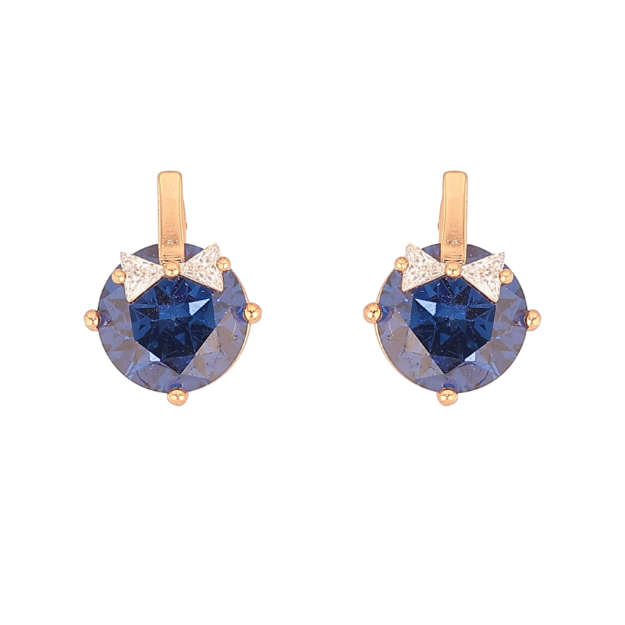 Серьги Xuping цвет Позолота 18К пусеты "Синие кристаллы с бантами" фото №1 Серьги Xuping цвет Позолота 18К пусеты "Синие кристаллы с бантами" фото №1