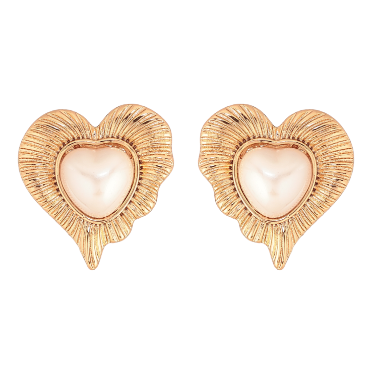 Серьги Xuping цвет Позолота 18К пусеты "Сердечки с жемчужинами" фото №25