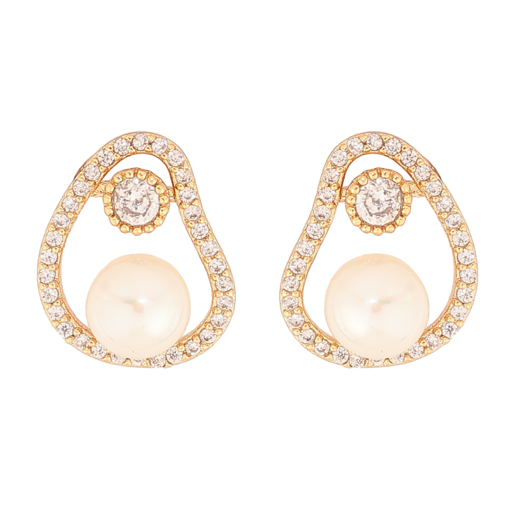 Серьги Xuping цвет Позолота 18К пусеты "Узор с кристаллами и жемчужинами" фото №20