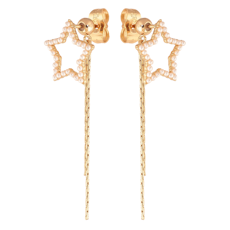 Серьги Xuping цвет Позолота 18К пусеты "Жемчужные звезды с подвесками" 2 в 1 фото №1 Серьги Xuping цвет Позолота 18К пусеты "Жемчужные звезды с подвесками" 2 в 1 фото №1