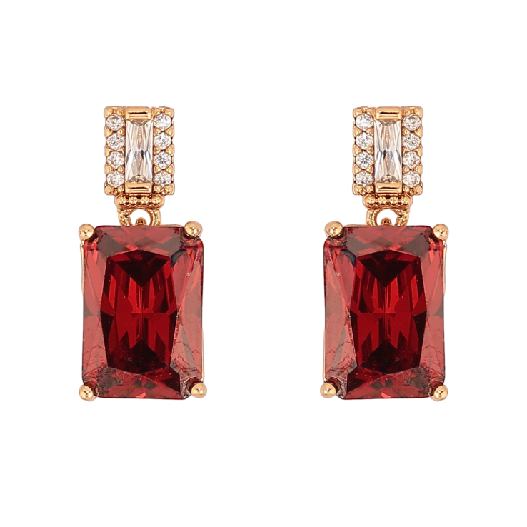 Сережки Xuping колір Позолота 18К пусети "Візерунок з червоними кристалами" фото №9 Сережки Xuping колір Позолота 18К пусети "Візерунок з червоними кристалами" фото №9