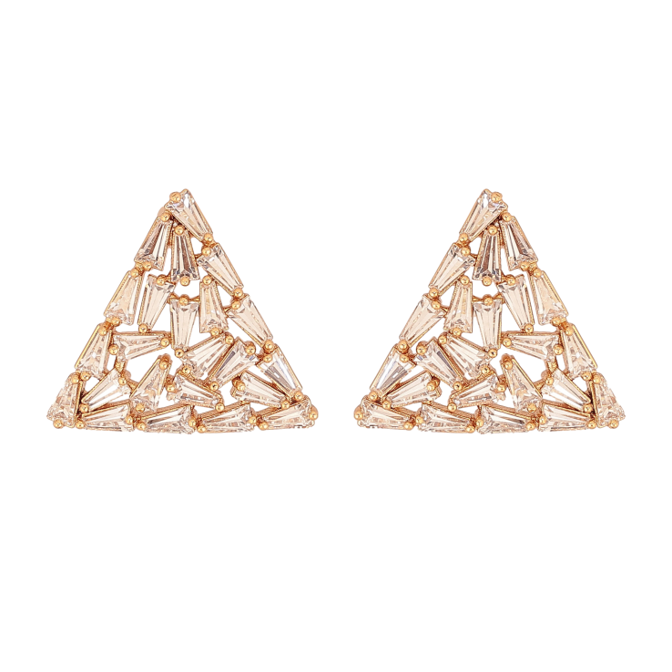 Сережки Xuping колір Позолота 18К пусети "Кристальні трикутники" фото №15 Сережки Xuping колір Позолота 18К пусети "Кристальні трикутники" фото №15