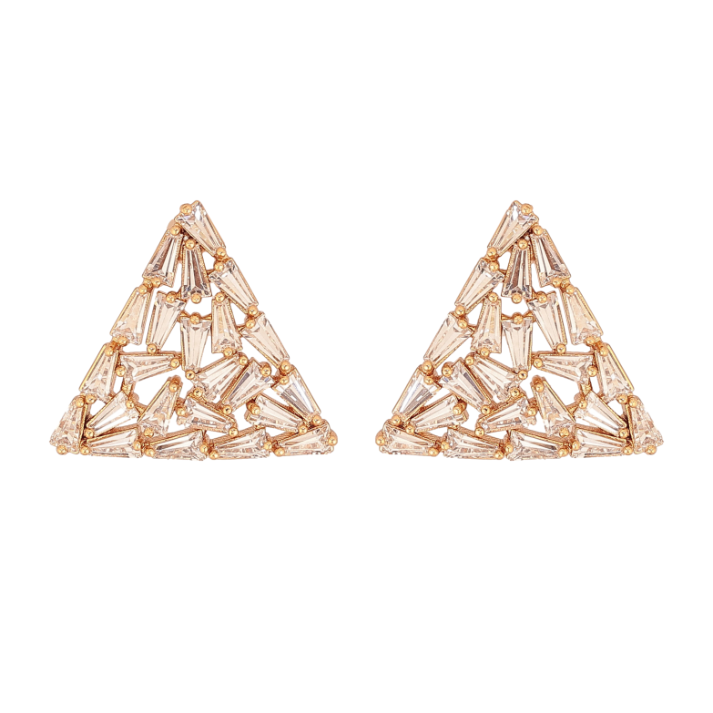 Сережки Xuping колір Позолота 18К пусети "Кристальні трикутники" фото №1 Сережки Xuping колір Позолота 18К пусети "Кристальні трикутники" фото №1