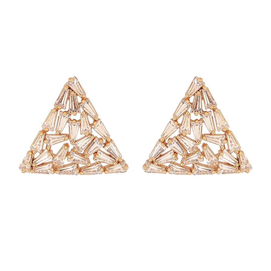 Сережки Xuping колір Позолота 18К пусети "Кристальні трикутники" фото №1 Сережки Xuping колір Позолота 18К пусети "Кристальні трикутники" фото №1