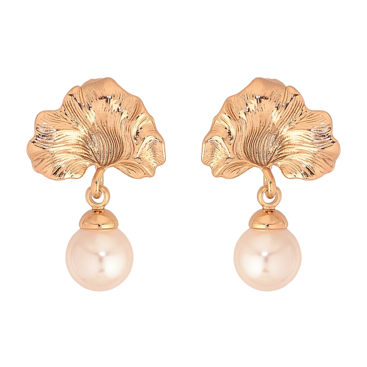 Серьги Xuping цвет Позолота 18К пусеты "Подвески с жемчужинами" фото №15