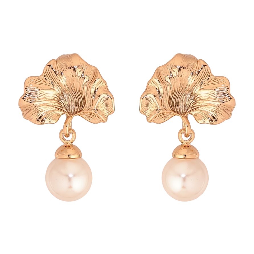 Серьги Xuping цвет Позолота 18К пусеты "Подвески с жемчужинами" фото №1