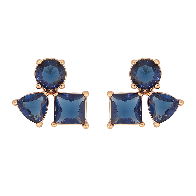 Сережки Xuping колір Позолота 18К пусети "Сині кристали" фото №1
