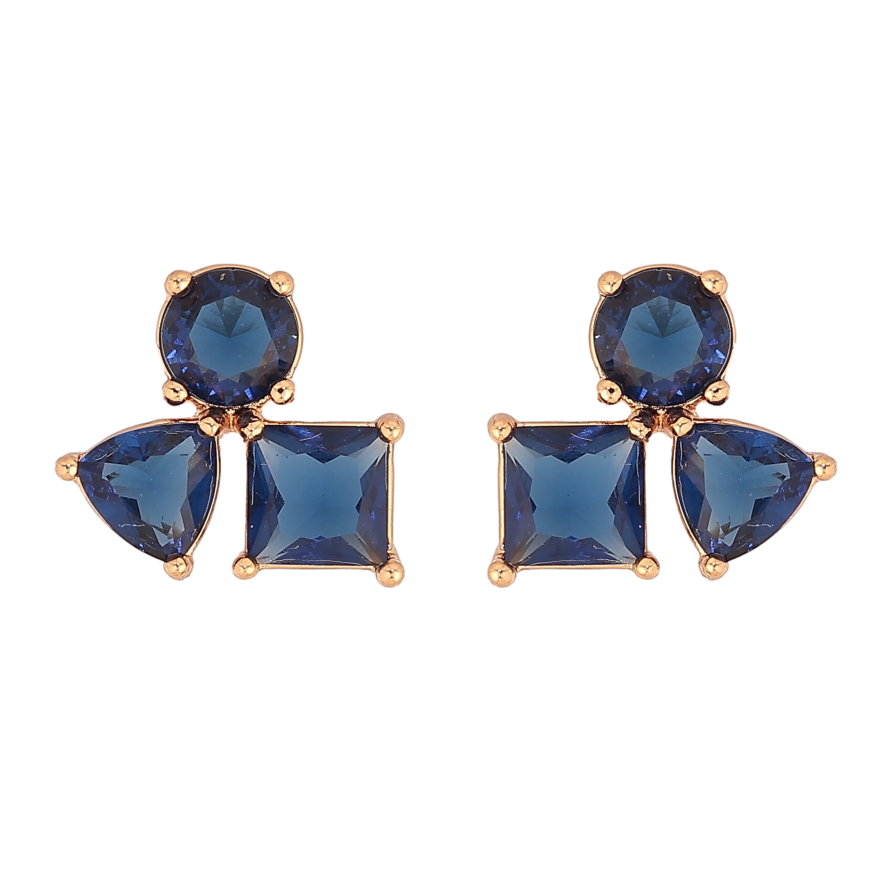Серьги Xuping цвет Позолота 18К пусеты "Синие кристаллы" фото №1 Серьги Xuping цвет Позолота 18К пусеты "Синие кристаллы" фото №1