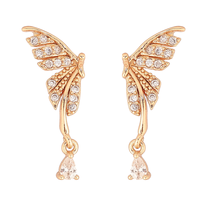Сережки Xuping колір Позолота 18К пусети "Кристальні метелики" фото №1 Сережки Xuping колір Позолота 18К пусети "Кристальні метелики" фото №1