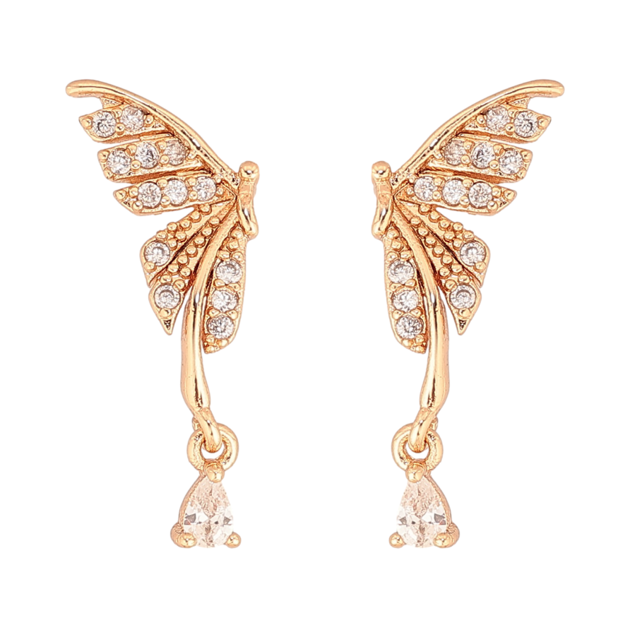 Сережки Xuping колір Позолота 18К пусети "Кристальні метелики" фото №1 Сережки Xuping колір Позолота 18К пусети "Кристальні метелики" фото №1