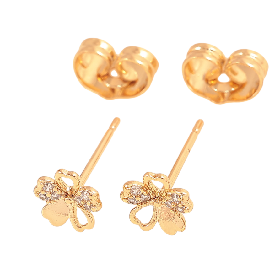 Сережки Xuping колір Позолота 18К пусети "Квіточки з кристалами" фото №1