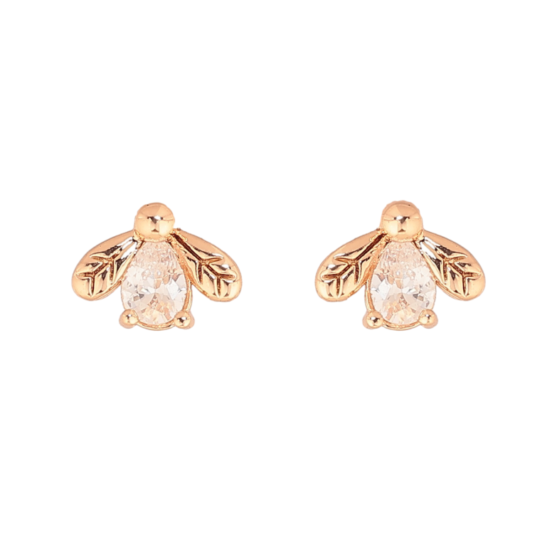 Сережки Xuping колір Позолота 18К пусети "Кристальні мушки" фото №1 Сережки Xuping колір Позолота 18К пусети "Кристальні мушки" фото №1