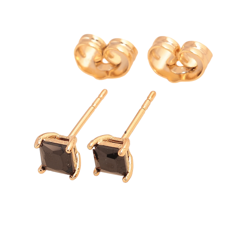 Серьги Xuping цвет Позолота 18К пусеты "Черные кристаллы в 4-х крапановой оправе" 4х4мм фото №1 Серьги Xuping цвет Позолота 18К пусеты "Черные кристаллы в 4-х крапановой оправе" 4х4мм фото №1