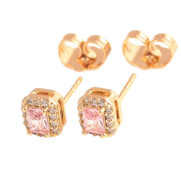 Сережки Xuping колір Позолота 18К пусети "Рожеві кристали в обрамленні" фото №23 Сережки Xuping колір Позолота 18К пусети "Рожеві кристали в обрамленні" фото №23