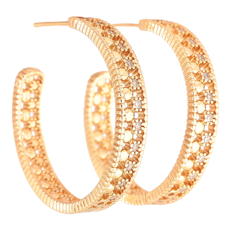 Серьги Xuping цвет Позолота 18К пусеты "Узор кристаллами" фото №14