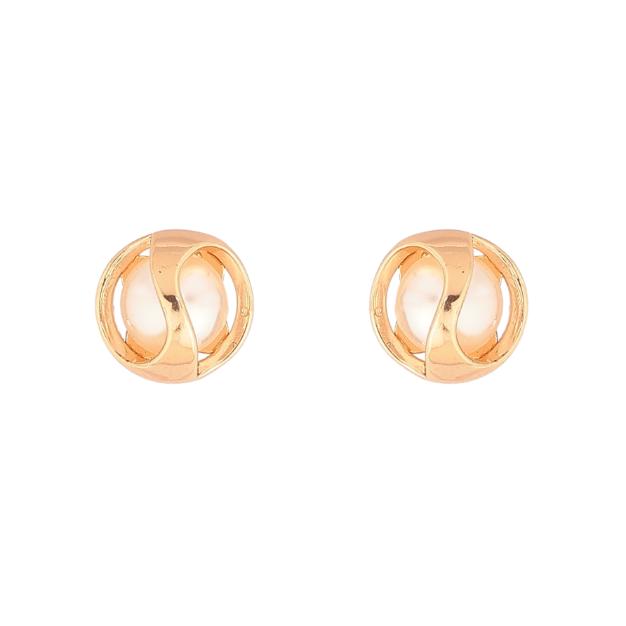 Сережки Xuping колір Позолота 18К пусети "Візерунок з перлинами" фото №1