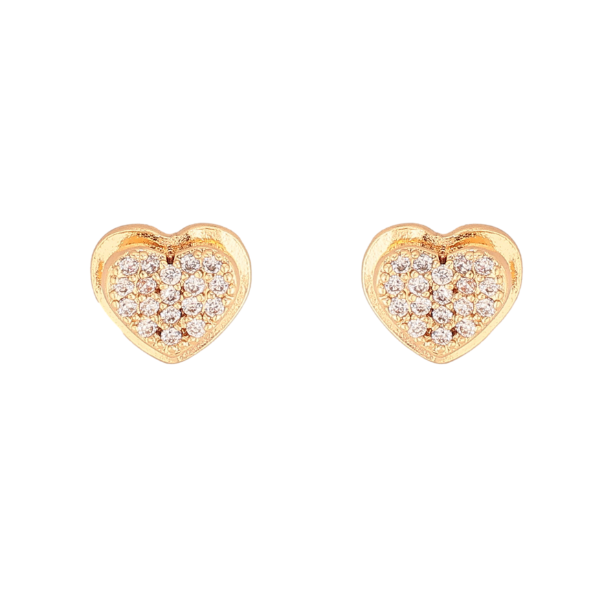 Серьги Xuping цвет Позолота 18К пусеты "Сердечки с кристаллами" фото №1