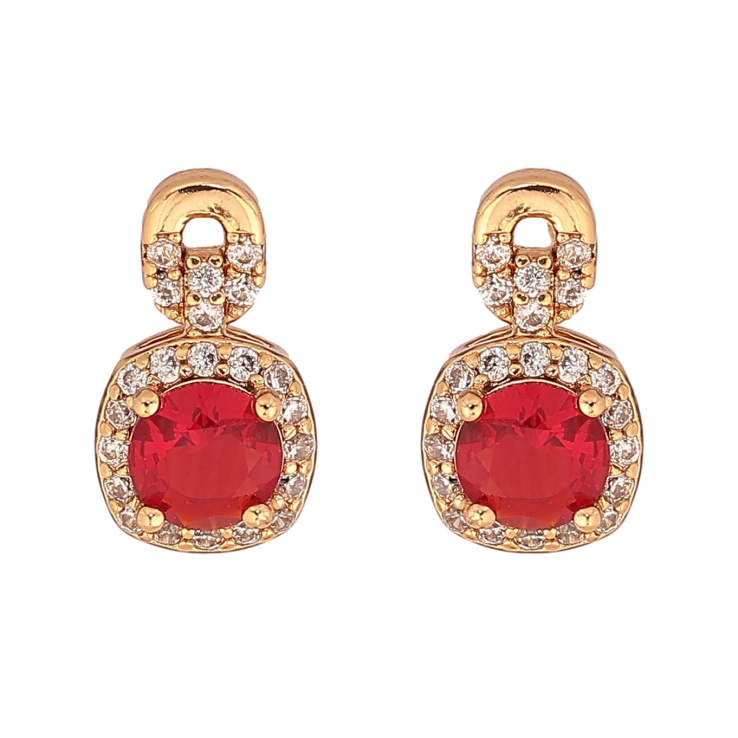 Серьги Xuping цвет Позолота 18К пусеты "Узор с красными кристаллами" фото №11 Серьги Xuping цвет Позолота 18К пусеты "Узор с красными кристаллами" фото №11