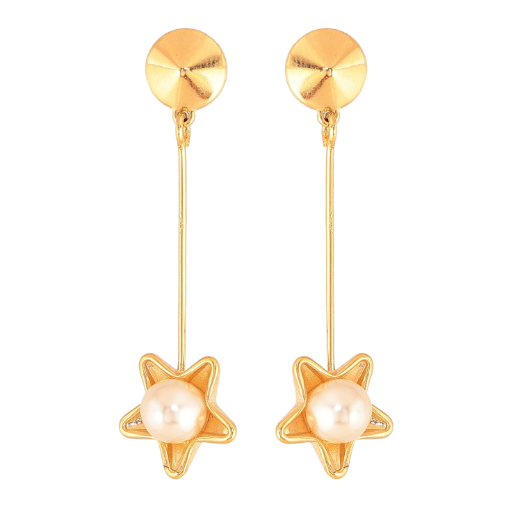 Серьги Xuping цвет Позолота 18К пусеты "Цветочные подвески с жемчужинами" фото №6 Серьги Xuping цвет Позолота 18К пусеты "Цветочные подвески с жемчужинами" фото №6