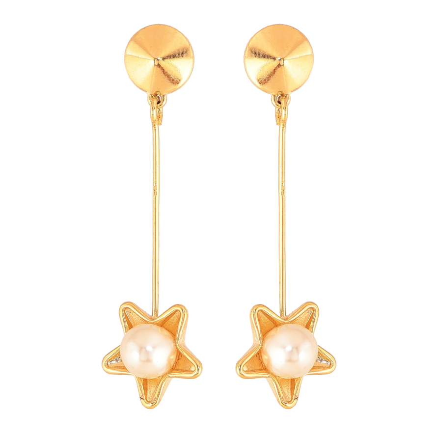 Серьги Xuping цвет Позолота 18К пусеты "Цветочные подвески с жемчужинами" фото №1