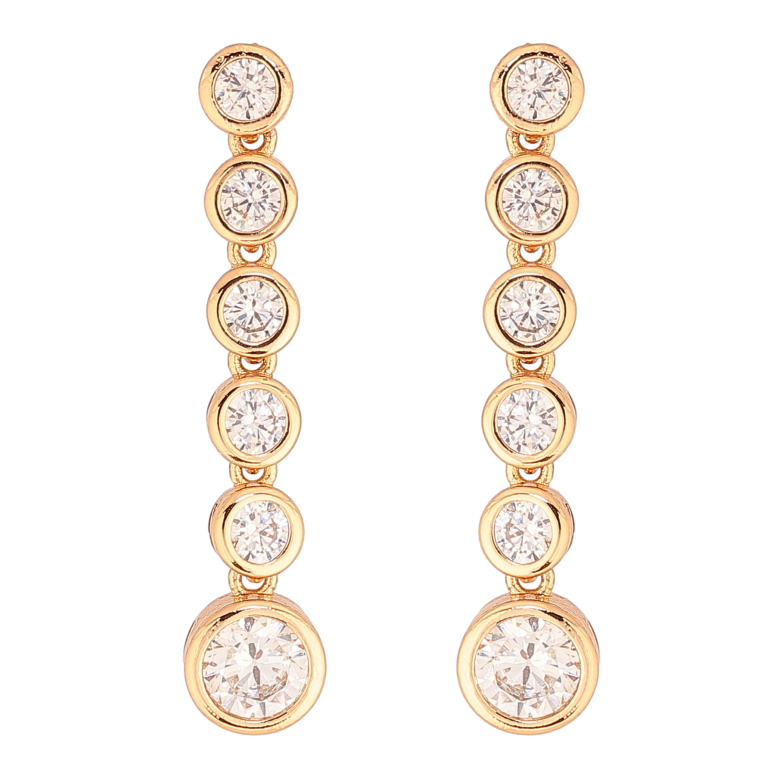 Серьги Xuping цвет Позолота 18К пусеты "Кристальные подвески" фото №1