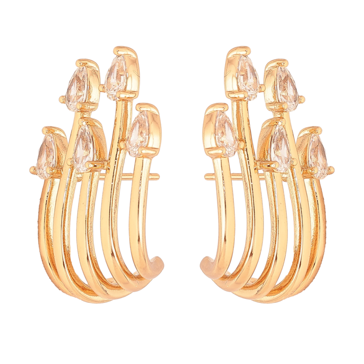 Сережки Xuping колір Позолота 18K пусети "Візерунок з кристалами" фото №5