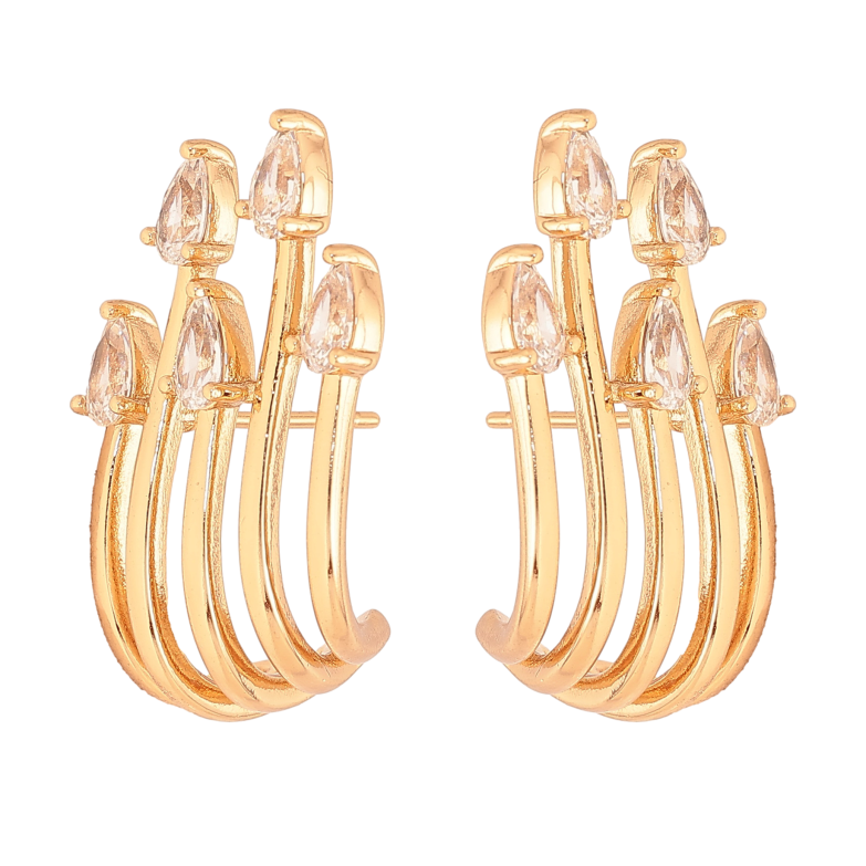 Сережки Xuping колір Позолота 18K пусети "Візерунок з кристалами" фото №1