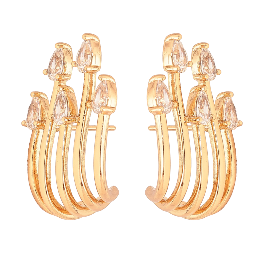 Сережки Xuping колір Позолота 18K пусети "Візерунок з кристалами" фото №1