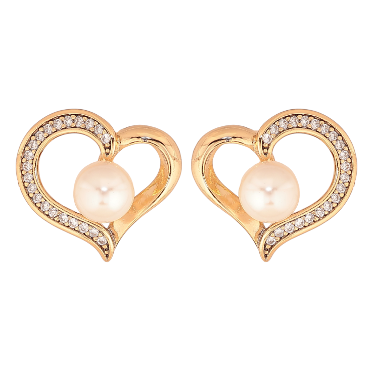 Серьги Xuping цвет Позолота 18К пусеты "Сердечки с кристаллами и жемчужинами" фото №3 Серьги Xuping цвет Позолота 18К пусеты "Сердечки с кристаллами и жемчужинами" фото №3