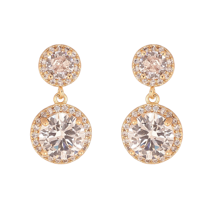 Сережки Xuping колір Позолота 18К пусети "Кристальні підвіски" фото №14