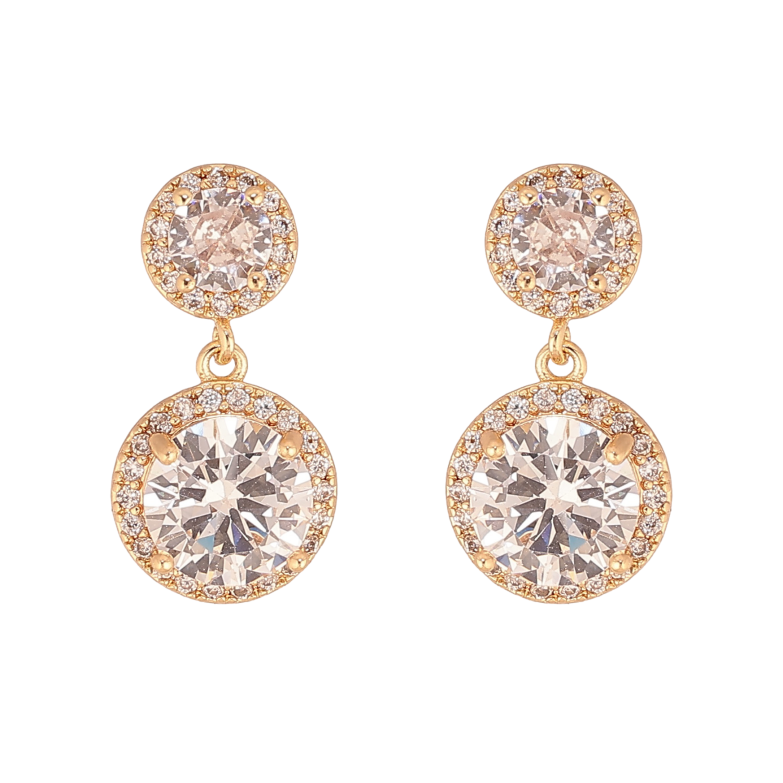 Сережки Xuping колір Позолота 18К пусети "Кристальні підвіски" фото №1