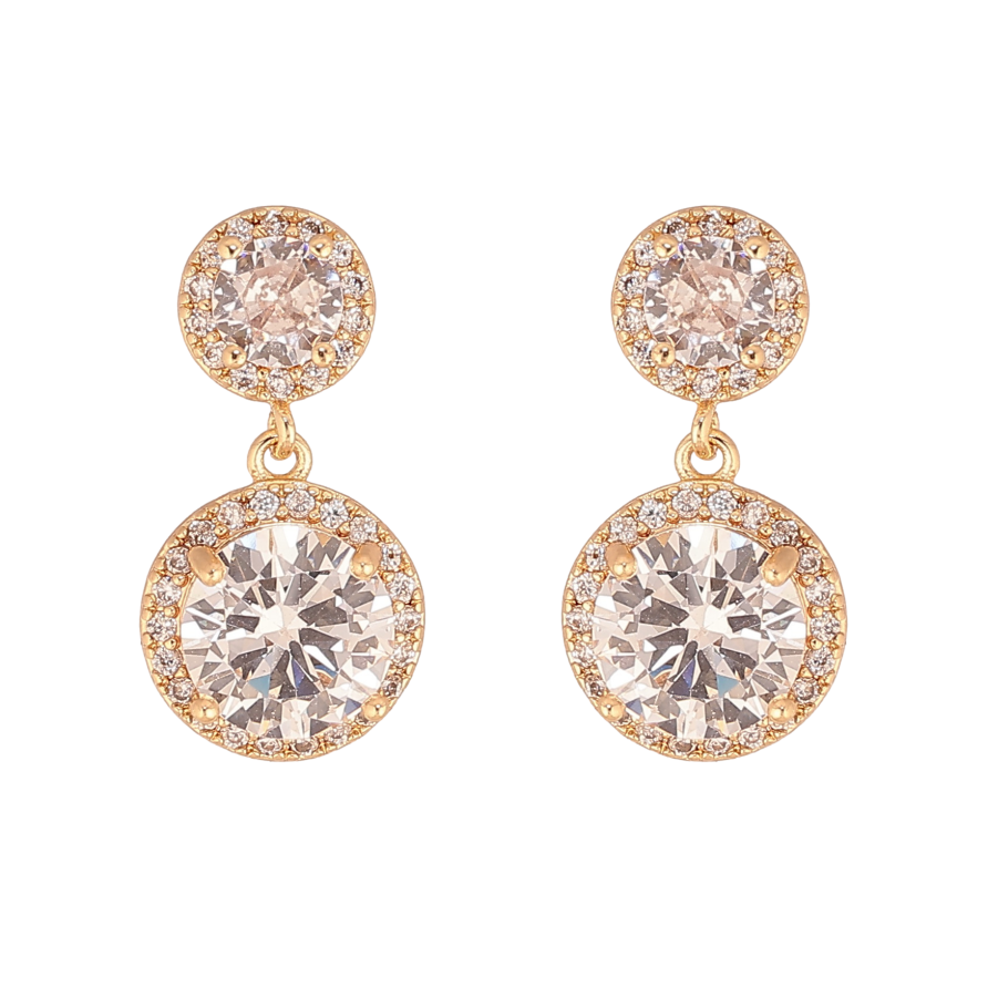 Сережки Xuping колір Позолота 18К пусети "Кристальні підвіски" фото №1