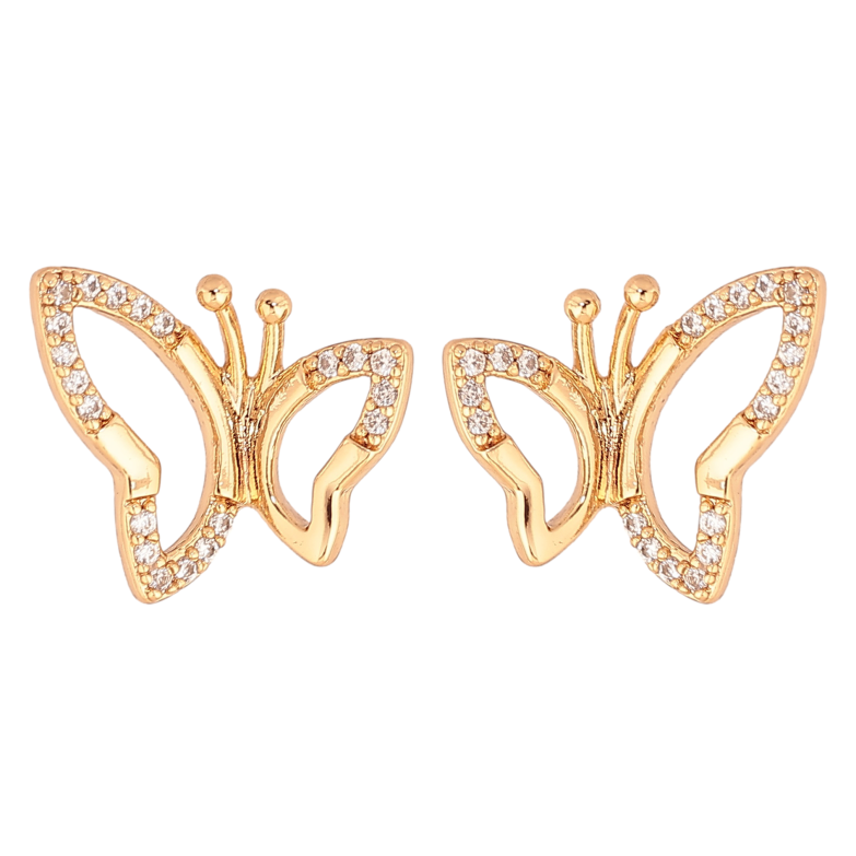 Сережки Xuping колір Позолота 18К пусети "Метелики з кристалами" фото №1