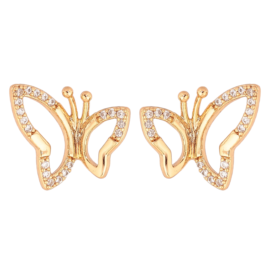 Сережки Xuping колір Позолота 18К пусети "Метелики з кристалами" фото №1