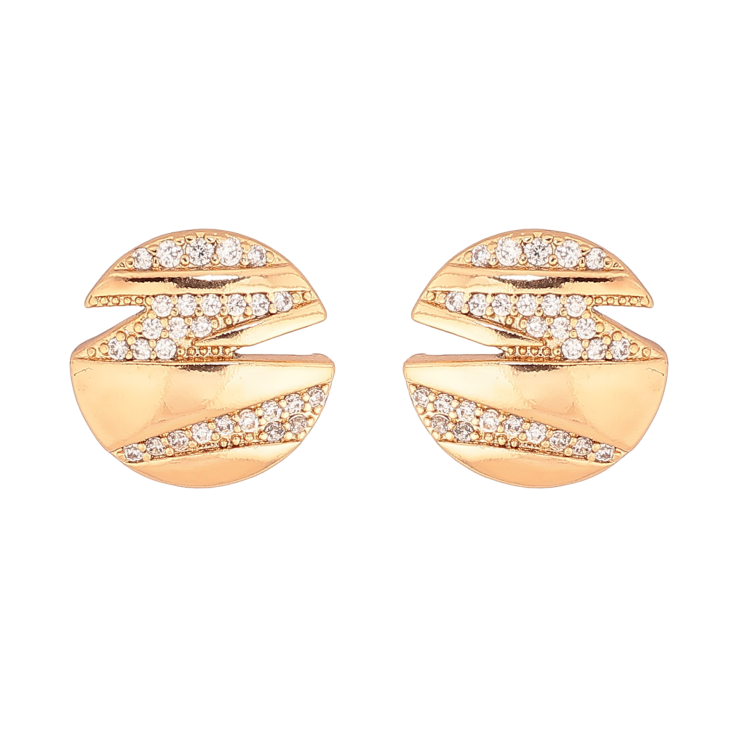 Сережки Xuping колір Позолота 18К пусети "Візерунок з кристалами" фото №2