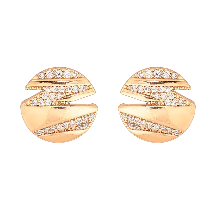 Сережки Xuping колір Позолота 18К пусети "Візерунок з кристалами" фото №1