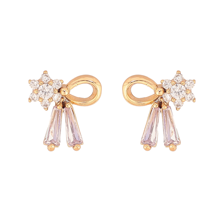 Сережки Xuping колір Позолота 18К пусети "Банти з кристалами" фото №18