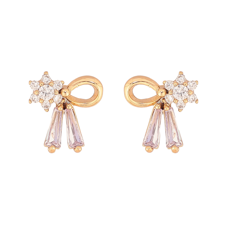 Серьги Xuping цвет Позолота 18К пусеты "Банты с кристаллами" фото №1