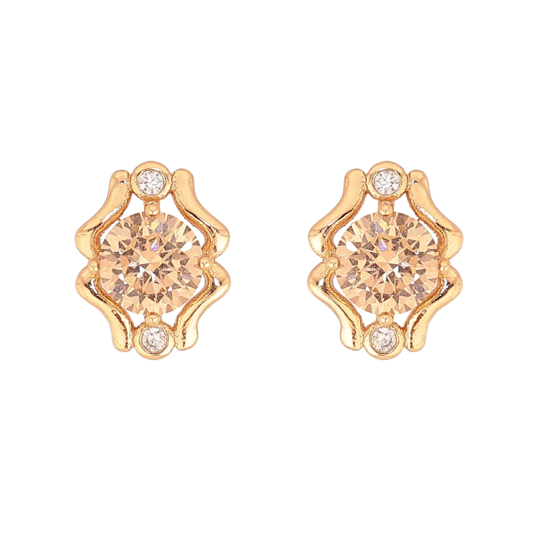 Серьги Xuping цвет Позолота 18К пусеты "Узор с кристаллами" фото №1