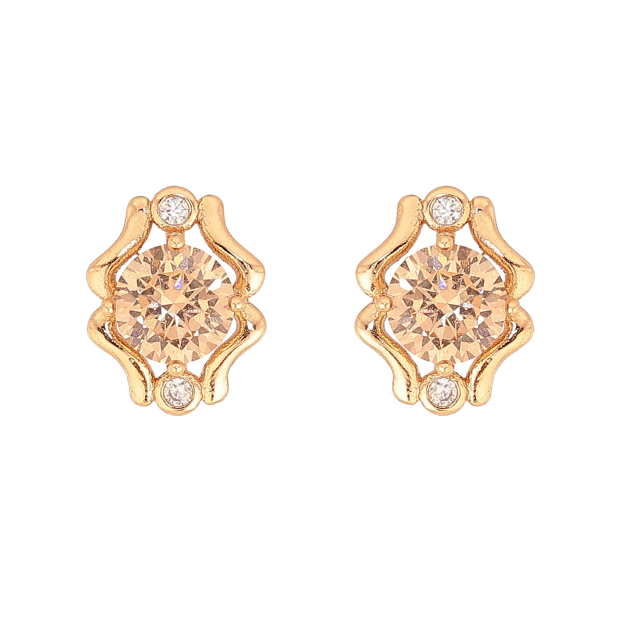 Серьги Xuping цвет Позолота 18К пусеты "Узор с кристаллами" фото №1