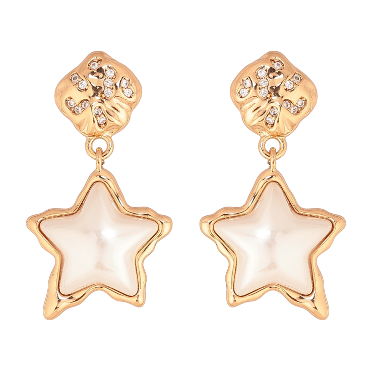 Сережки Xuping колір Позолота 18К пусети "Перламутрові зірки" фото №15