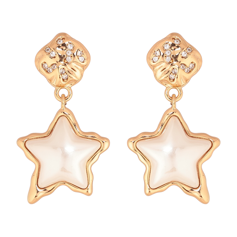 Сережки Xuping колір Позолота 18К пусети "Перламутрові зірки" фото №1