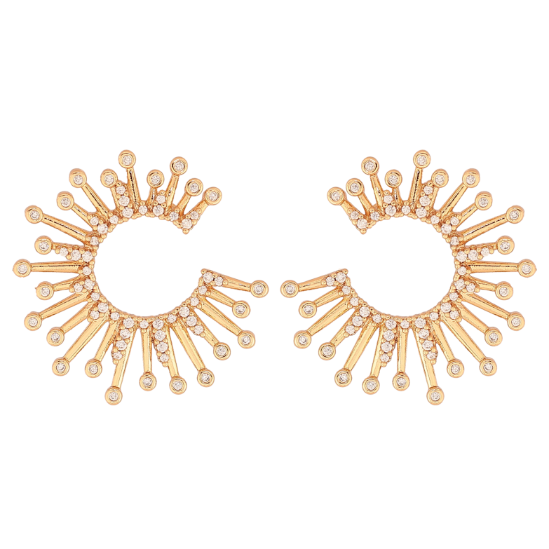 Сережки Xuping колір Позолота 18К пусети "Візерунок з кристалами" фото №1 Сережки Xuping колір Позолота 18К пусети "Візерунок з кристалами" фото №1