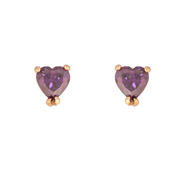 Сережки Xuping колір Позолота 18К пусети "Бузкові кристальні серця" фото №5