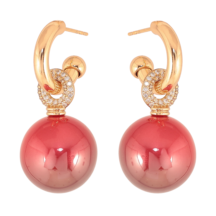 Сережки Xuping колір Позолота 18К пусети "Підвіски з вишневими кульками" фото №24