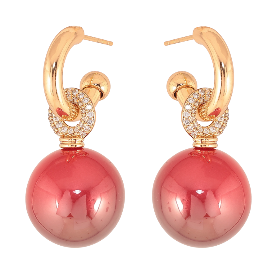 Сережки Xuping колір Позолота 18К пусети "Підвіски з вишневими кульками" фото №1