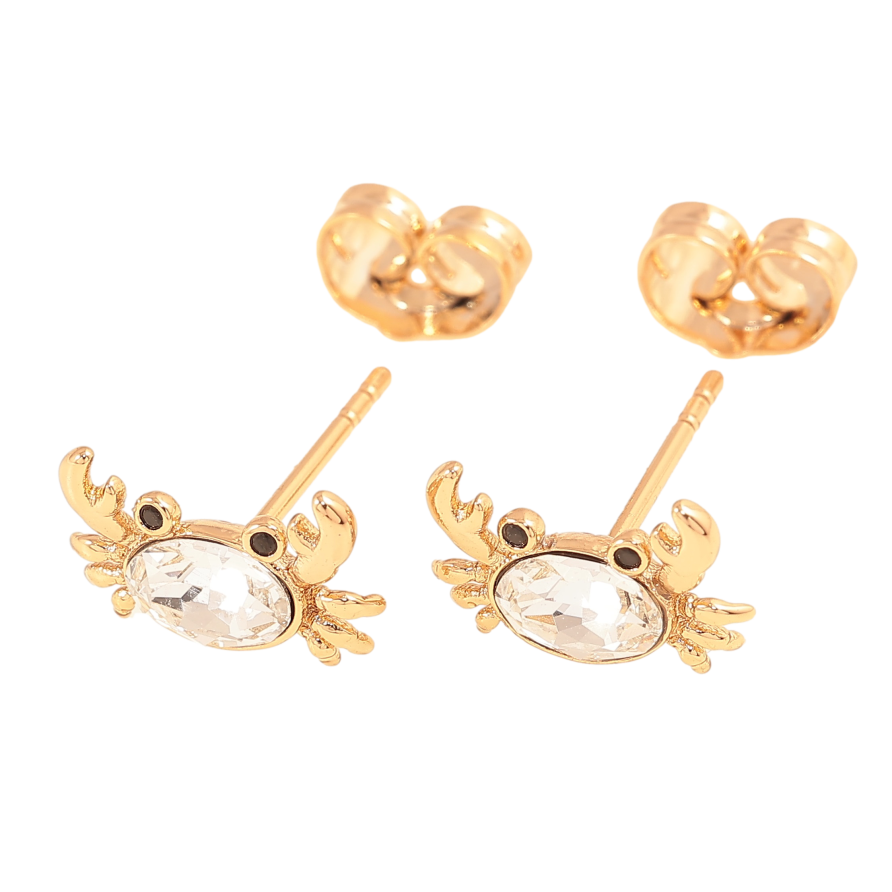 Сережки Xuping колір Позолота 18К пусети "Краби з кристалами" фото №1