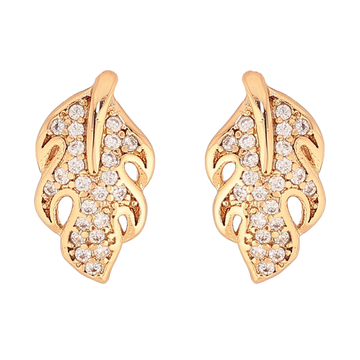 Сережки Xuping колір Позолота 18К пусети "Листочки з інкрустацією кристалами" фото №9 Сережки Xuping колір Позолота 18К пусети "Листочки з інкрустацією кристалами" фото №9
